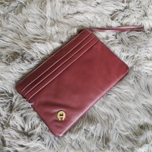 Vintage Etienne Aigner wine leather clutch purse
